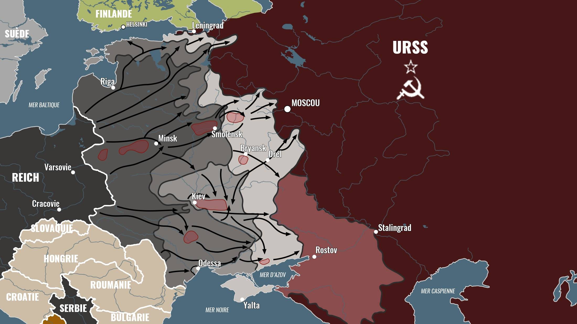 Carte : l'Op&eacute;ration Barbarossa