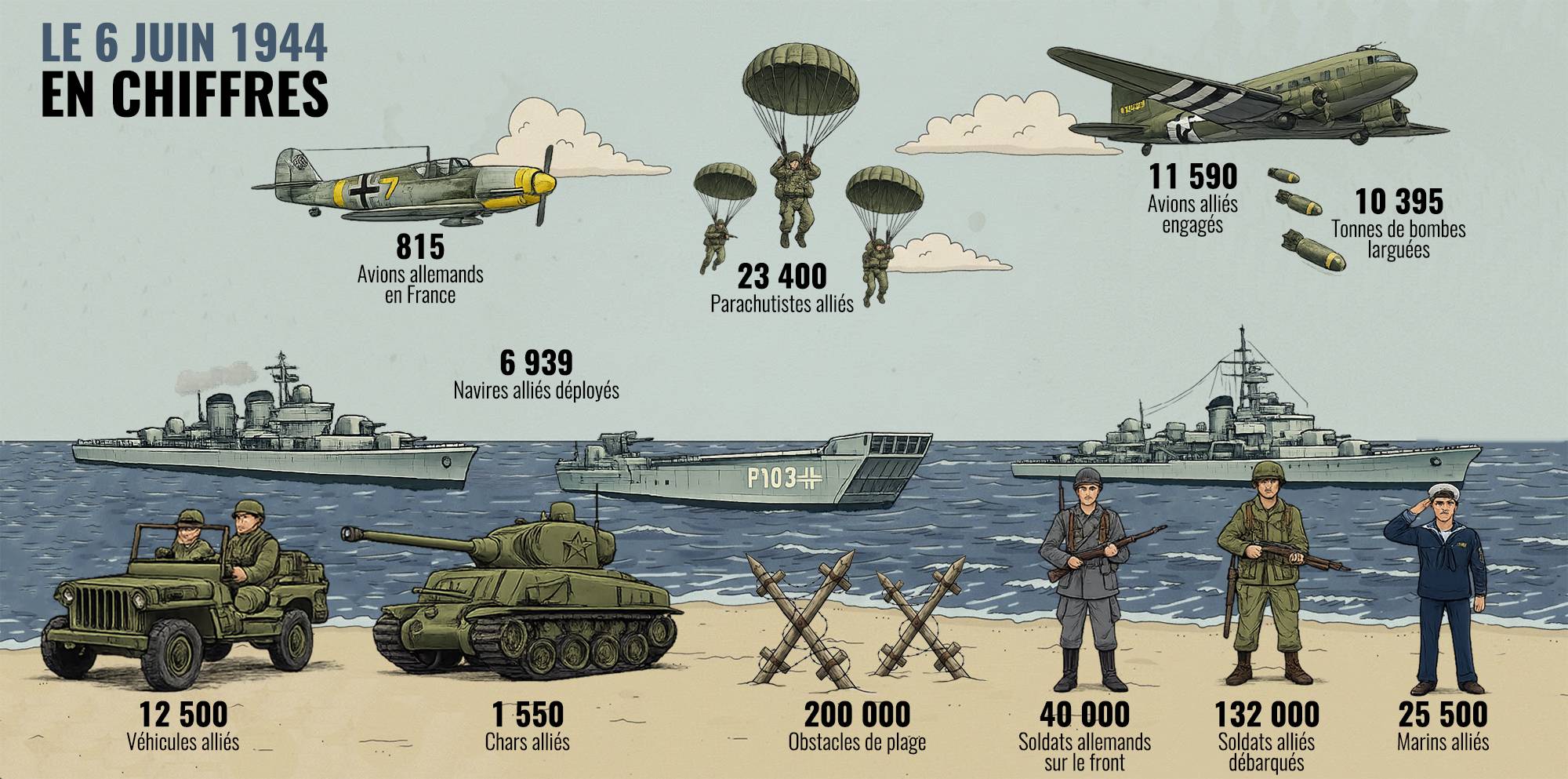 Le d&eacute;barquement en Normandie en chiffres