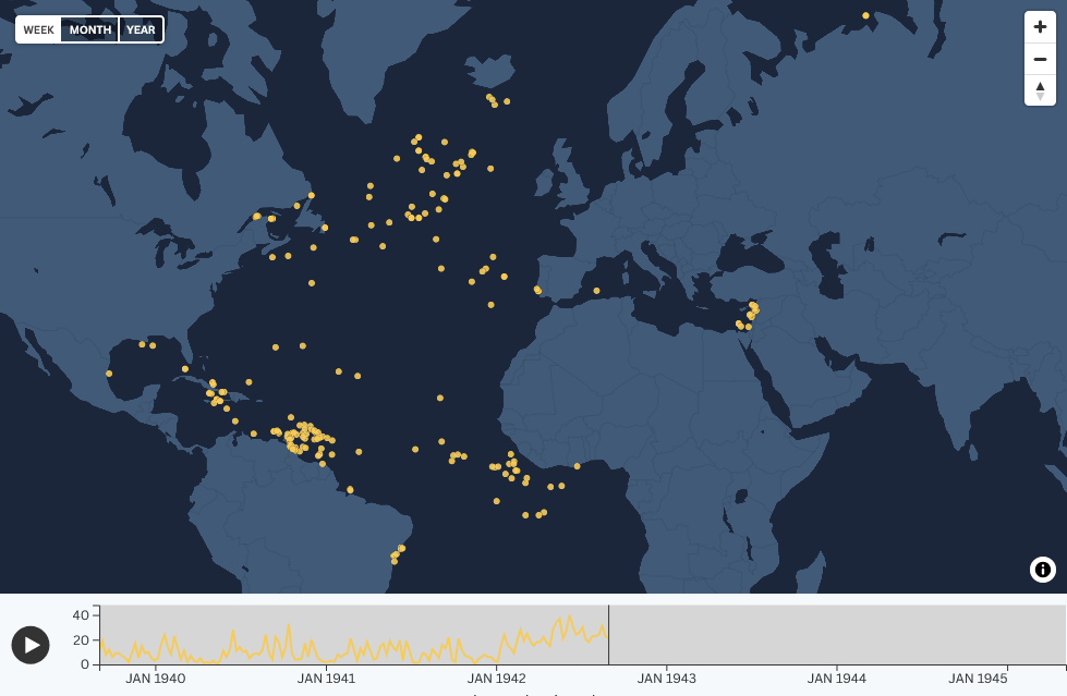 Carte anim&eacute;e de la Bataille de l'Atlantique