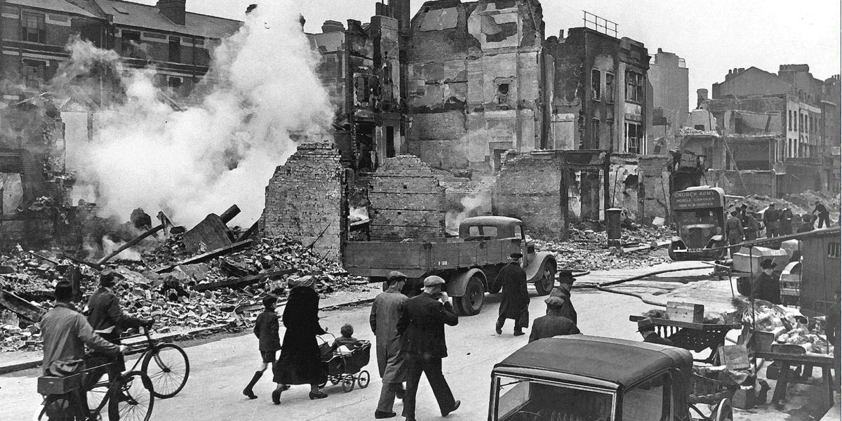 Ruines à Londres, pendant le Blitz
