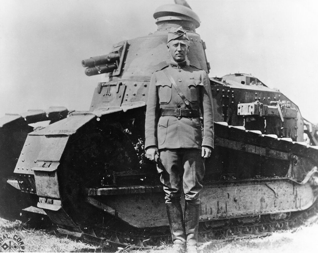 George Patton en France, en 1918, pendant la Premi&egrave;re Guerre mondiale