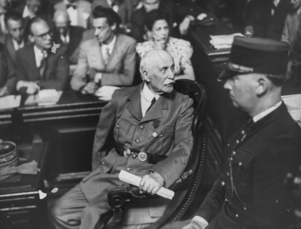 Philippe P&eacute;tain lors son proc&egrave;s pour trahison